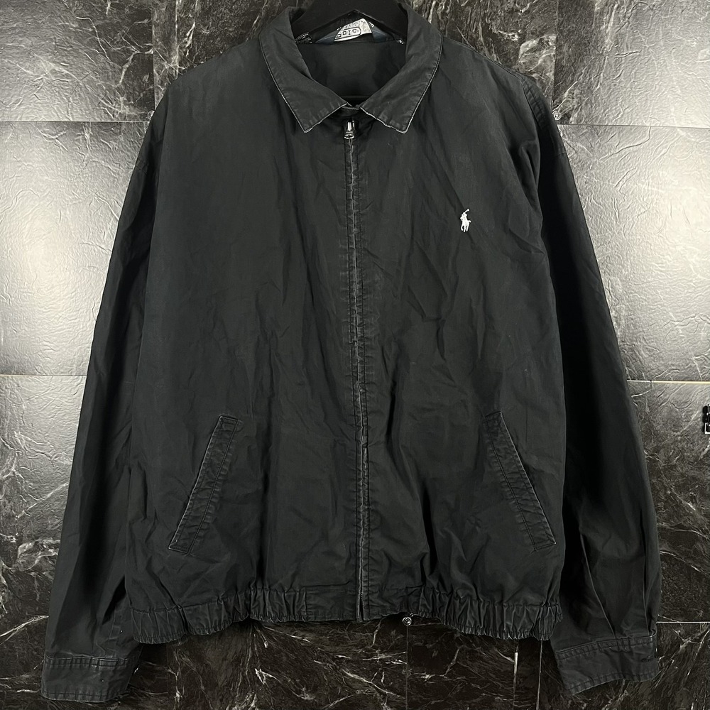Polo Ralph Lauren Black Cotton Bi Wind Harrington Jacket XL